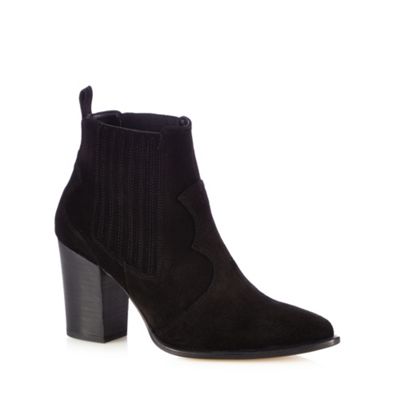 Black 'Blossom' leather ankle boots